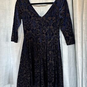 Y2K Midnight Doll blue velvet burnout mini  dress Sz 5 Sm